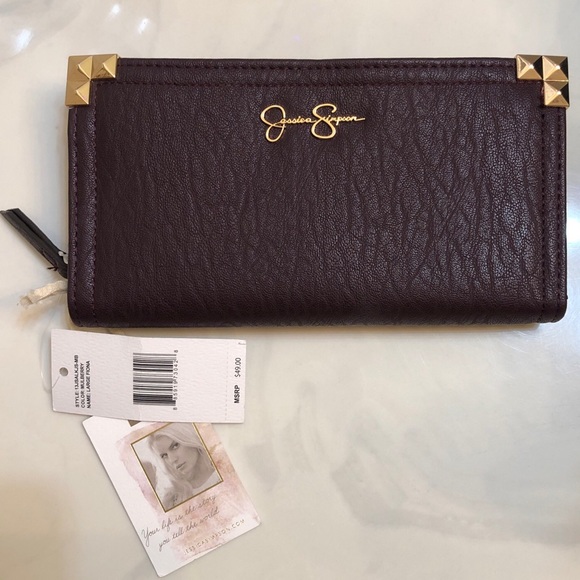 Jessica Simpson Large Fiona Faux Leather Wallet Color Mulberry NWT - Picture 2 of 13